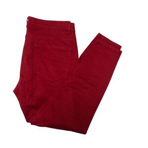 Zara Pants Womens Size 10 Red Tapered Skinny Leg Jeans Z1975 Y2K Colorful